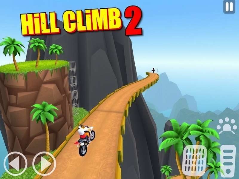 Hill Climb Racing 2 गेमप्ले स्क्रीनशॉट - कार ट्रैक पर चढ़ती हुई