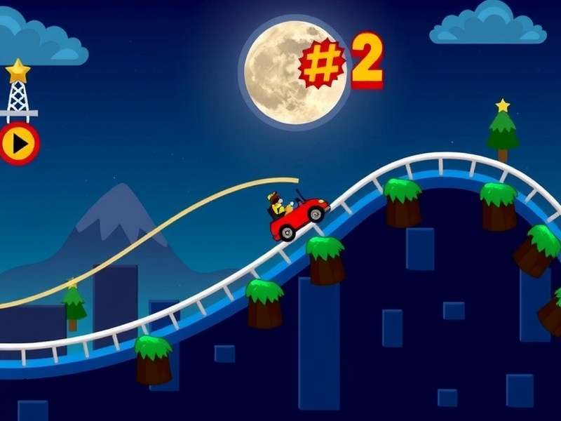 Hill Climb Racing 2 Moon Track पर बस चलाते हुए न्यूटन की छवि