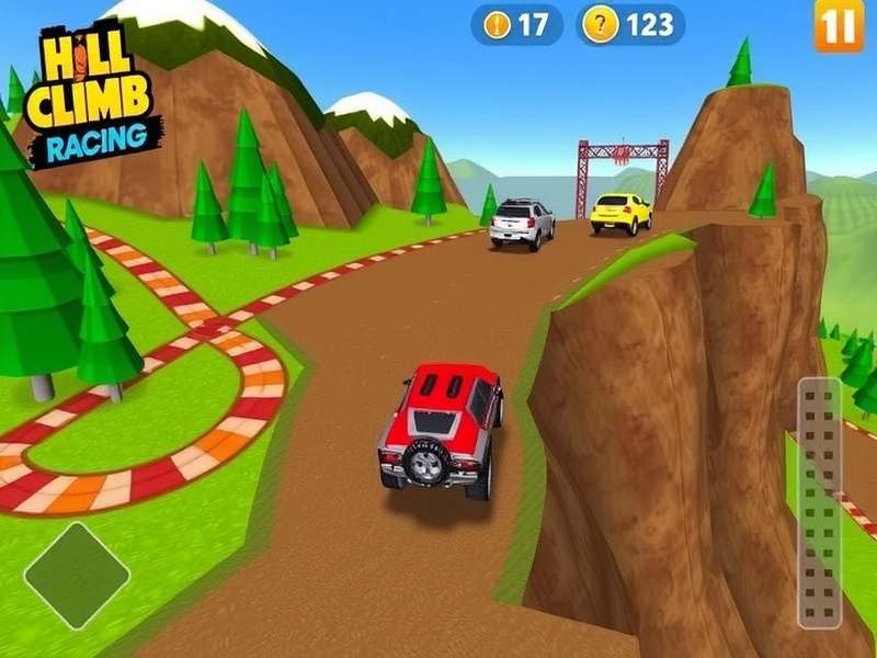 Hill Climb Racing 2 PC gameplay screenshot showing a vehicle on a hill