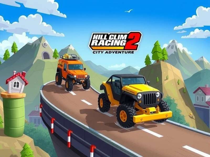Hill Climb Racing 2 City Adventure track with musical notes overlay