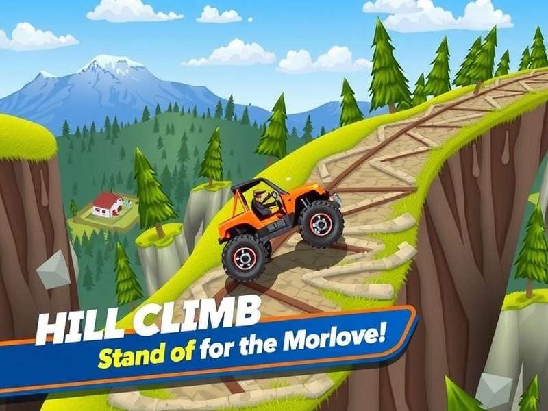 Hill Climb Racing 2 gameplay screenshot showing a vehicle on a steep hill