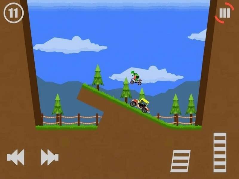 Hill Climb Racing 2 online multiplayer race showing multiple vehicles on a hilly track