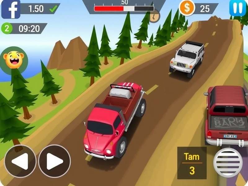 Hill Climb Racing 2 vehicles in action on a mountain track