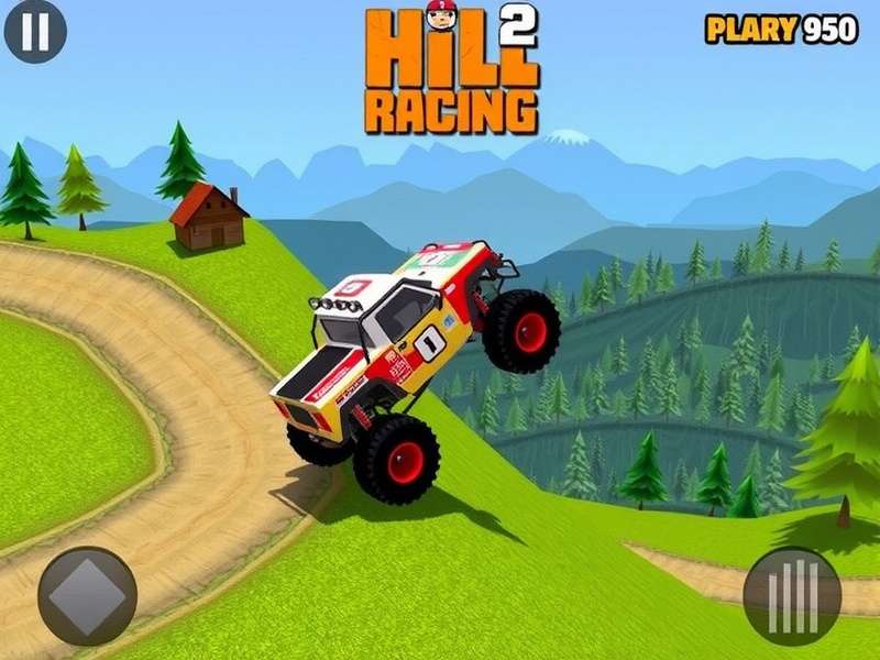 Hill Climb Racing 2 gameplay screenshot showing multiple vehicles racing on hills