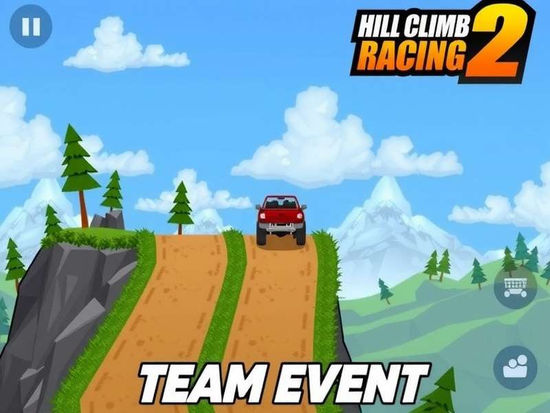 Hill Climb Racing 2 Team Event gameplay showing multiple vehicles