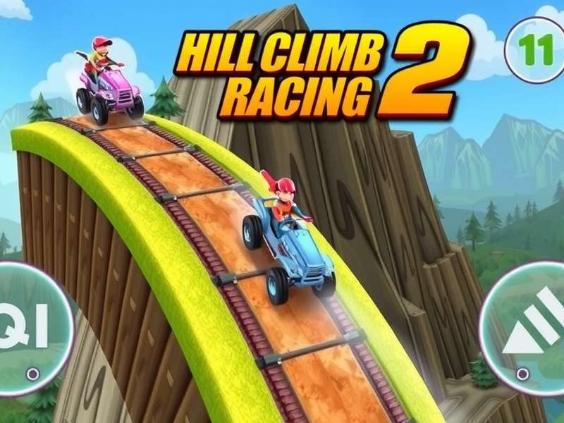 Hill Climb Racing 2 gameplay showcasing various vehicles on different terrains