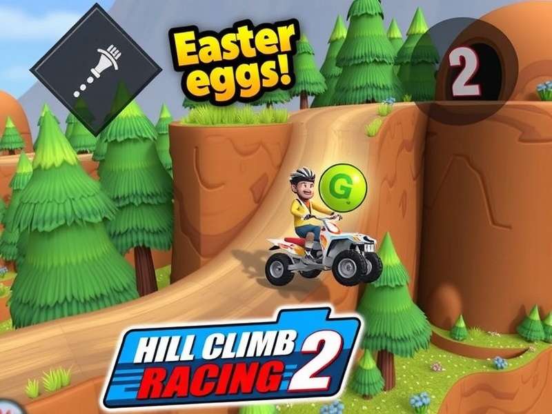 Hidden cave with a sign in the Forest track of Hill Climb Racing 2