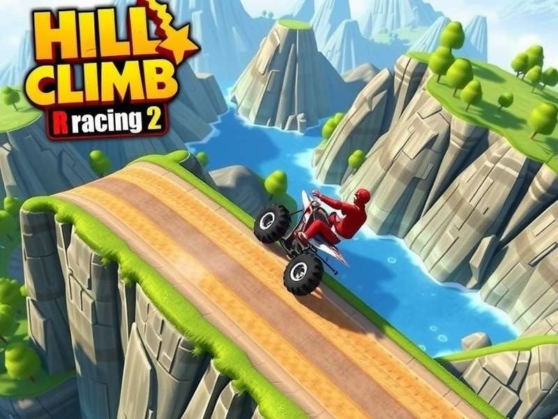 Hill Climb Racing 2 gameplay on PC with a racing car on a hill