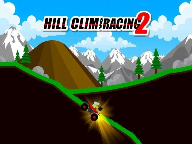 Hill Climb Racing 2 gameplay screenshot showing vehicle on mountain track