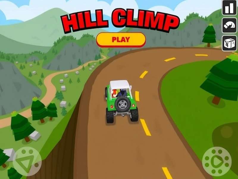 Hill Climb Racing 2 gameplay online showing a vehicle mid-jump on Mountain track