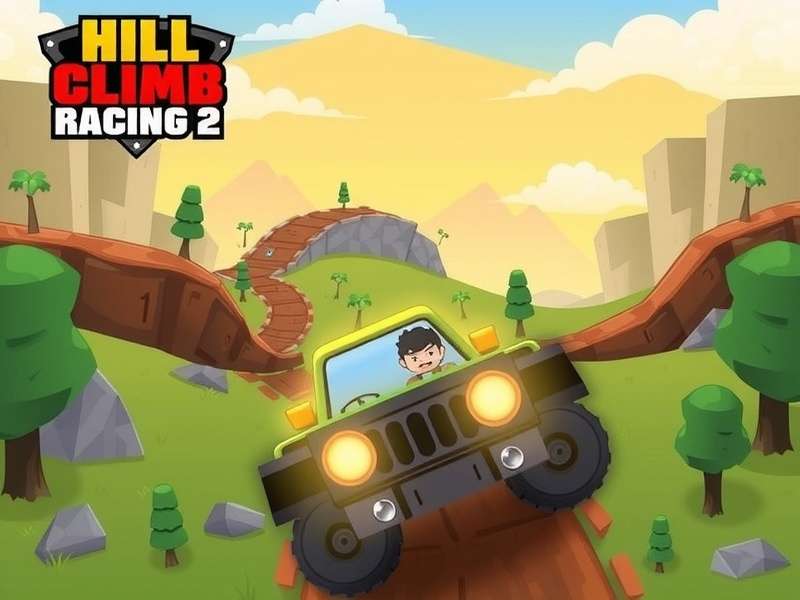 Hill Climb Racing 2 intense multiplayer race showing four vehicles competing