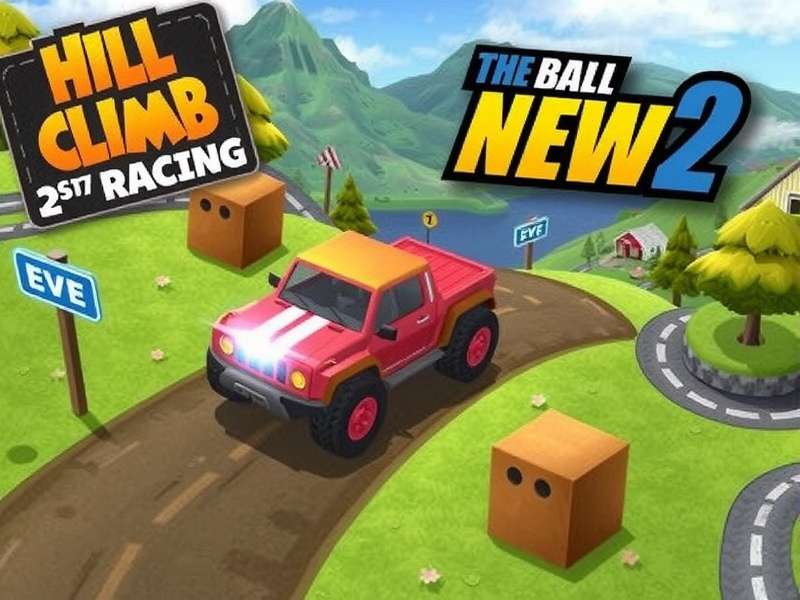 Hill Climb Racing 2 gameplay screenshot showing multiple cars racing