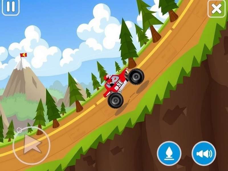 Hill Climb Racing 2 gameplay on Poki showing a car racing uphill