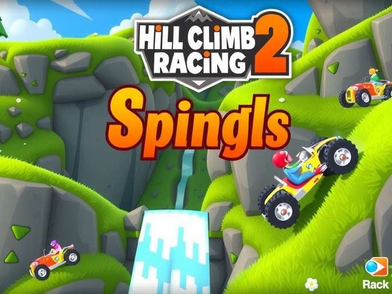 Visual representation of the Spring Falls track in Hill Climb Racing 2 with musical notes overlayed