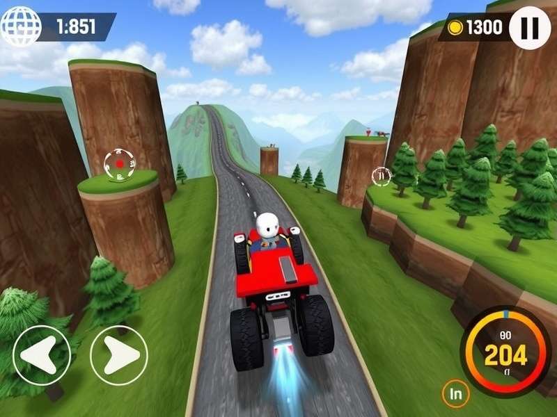 Hill Climb Racing 2 Online PC gameplay showing a tuned vehicle climbing a steep hill with boost effects