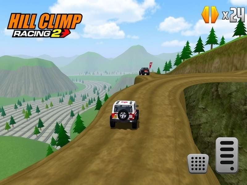 Hill Climb Racing 2 on browser gameplay screenshot showing a vehicle on a rugged hill