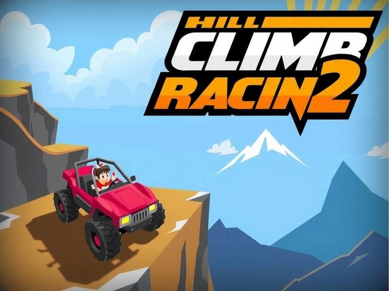 Hill Climb Racing 2 PC Online gameplay screenshot showing off-road vehicle climbing mountain terrain