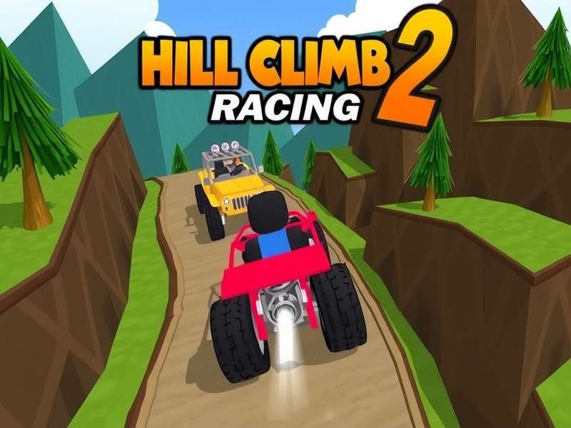 Hill Climb Racing 2 Online Free No Download gameplay banner showing mountain racing